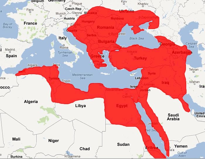 Map of the Ottoman Empire at its peak